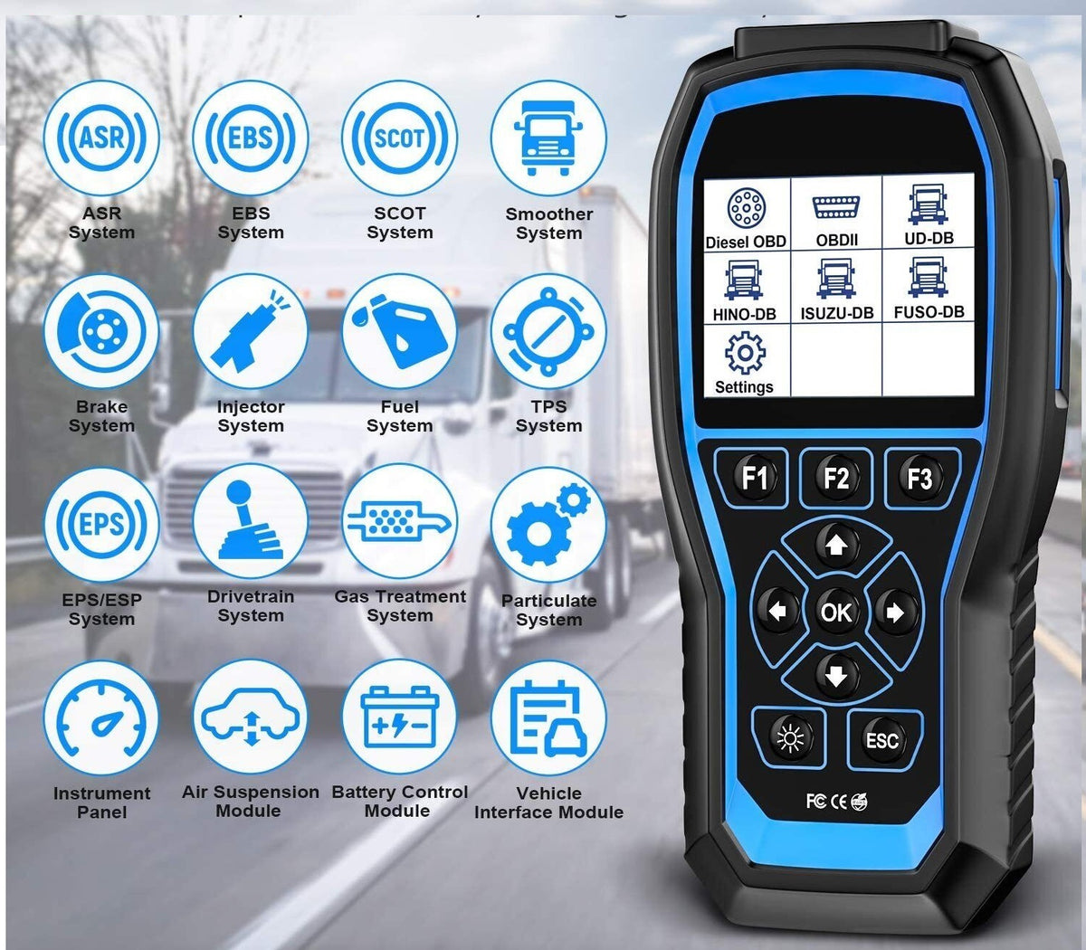 TS710 Heavy Duty Truck Scanner - 42+ Functions With DPF Regeneration & Bidirectional Controls