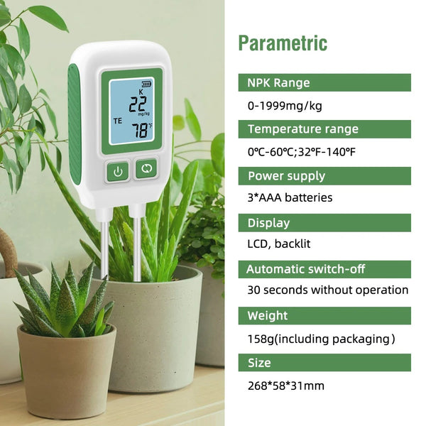 Portable NPK Soil Meter - Nitrogen Phosphorus Potassium Temp