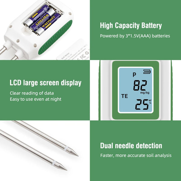 Portable NPK Soil Meter - Nitrogen Phosphorus Potassium Temp