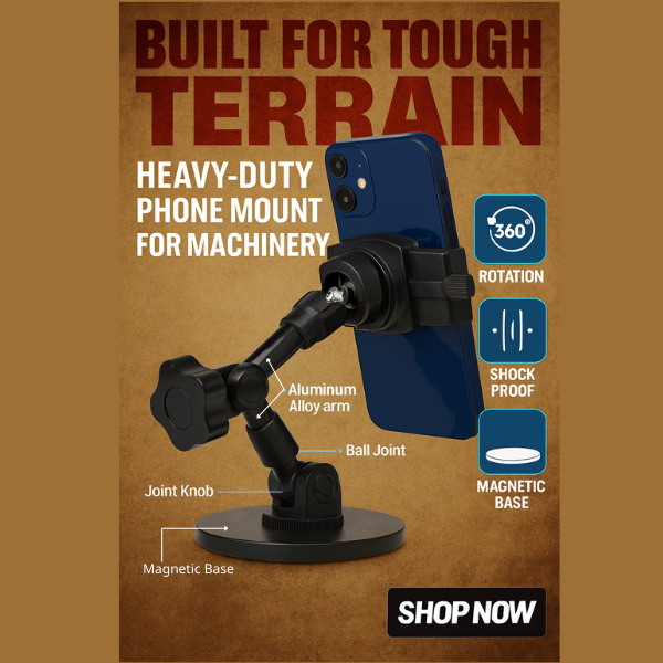 100lb Magnetic Phone Mount for John Deere Tractor - Heavy Duty Phone Mount Holder