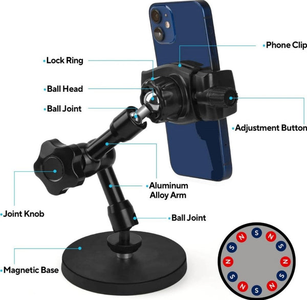 100lb Magnetic Phone Mount for Versatile Tractor - Heavy Duty Phone Mount Holder