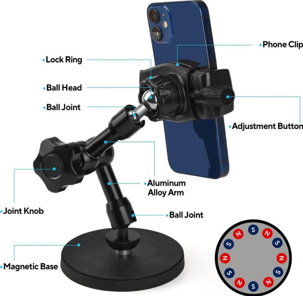 100lb Magnetic Phone Mount for Kubota Tractor - Heavy Duty Phone Mount Holder